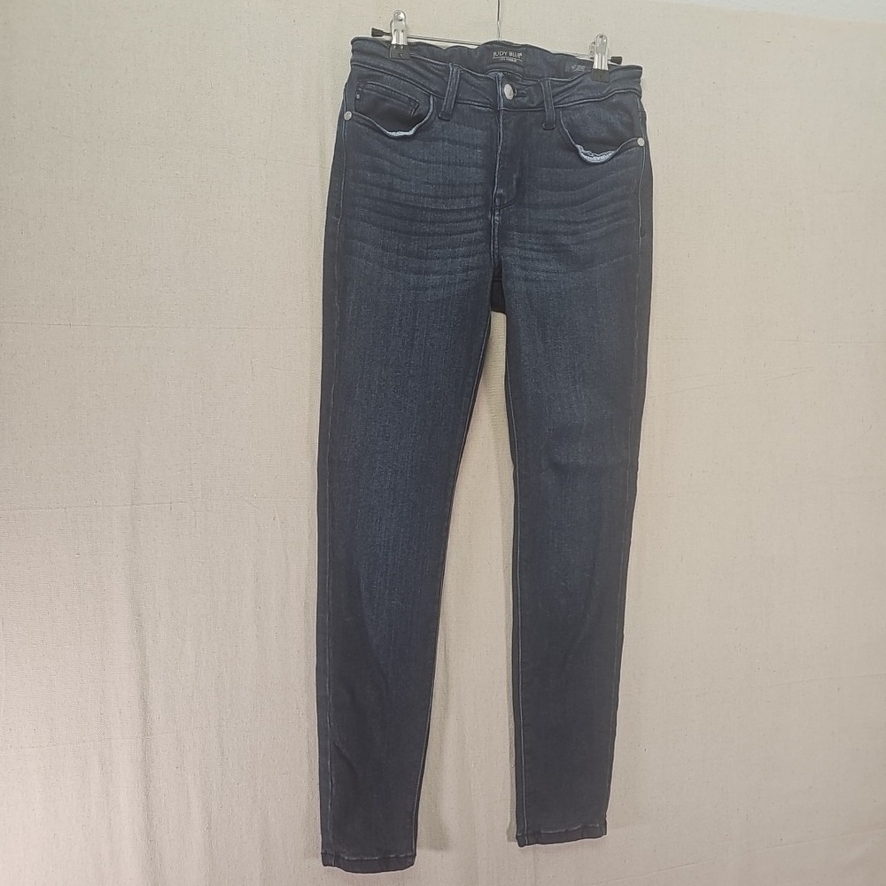 Judy Blue Women's 5/27 Mid Rise Skinny Fit‎ Dark Wash Jeans JB8113DK Whiskered